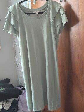 Sage Ruffle Sleeve Women's Dress
